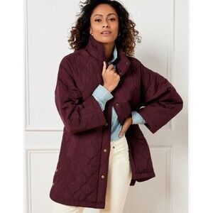 Talbots Quilted Capelet Barn Coat Sz 1X Burgundy Country Chore Jacket Old Money